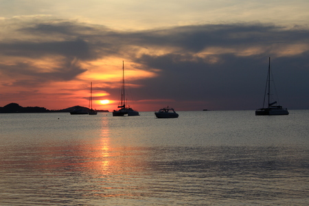 sunset koh samui Thailandの写真素材