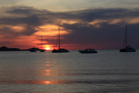 sunset koh samui Thailandの写真素材
