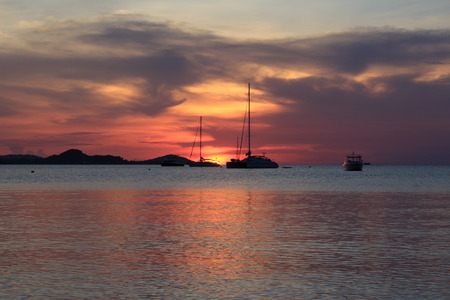 sunset koh samui Thailandの写真素材