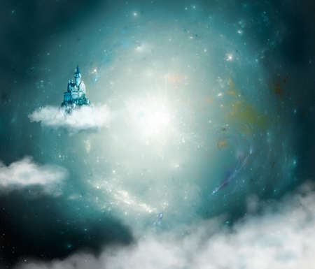 Floating castle in the spaceの写真素材