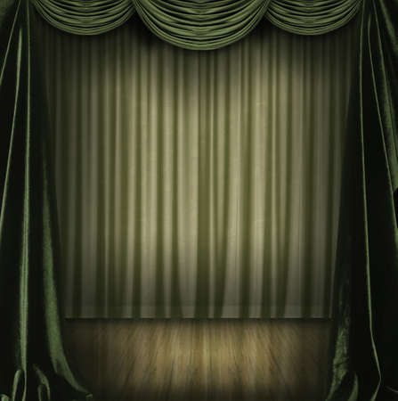 Theater scenary with green curtainsの写真素材
