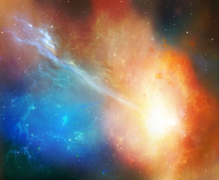 Fantastic nebula with lights, planets and starsの写真素材