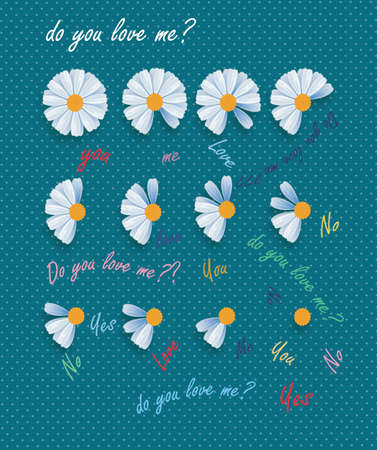 daisy flowers background with  romantic textの写真素材