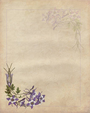 Romantic letter with flowers in vintage paperの写真素材