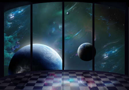 the sight of the space from a space shipの写真素材