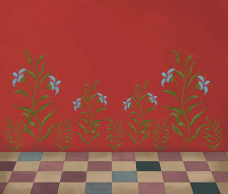 Vintage background with painted flowersの写真素材