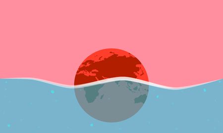 global warming. swimming earth. hot planet. vector illustration esp10のイラスト素材