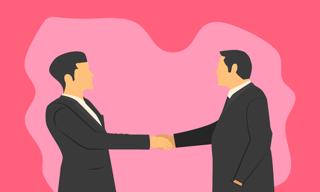 businessmen's handshake for confirmation of a partnered company. respect commitment and integrity in product order. vector illustration eps10のイラスト素材