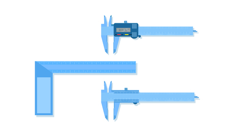 vernier caliper meter and gun scale ruler measuring tool equipment blue tone vector illustration eps10のイラスト素材