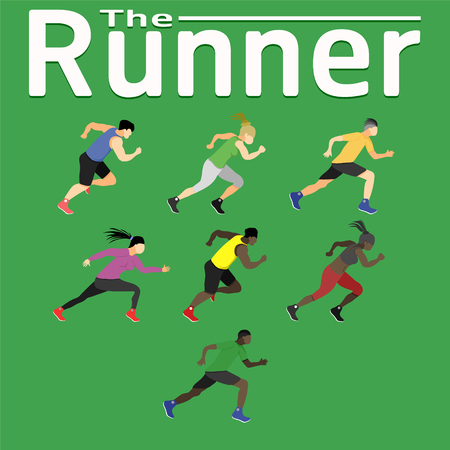 the runner run ran for health happiness jogging sport fitness exercise gym jogging men women shoes trainingのイラスト素材