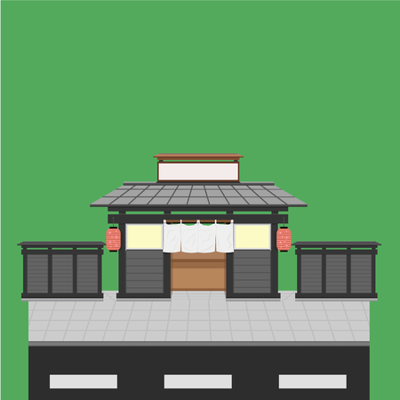 japanese restaurants canal river vector green no sign you can download now becuase it is beautiful illustrationのイラスト素材