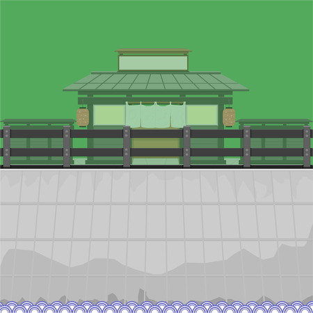 japanese restaurants canal river vector green no sign you can download now becuase it is beautiful illustrationのイラスト素材