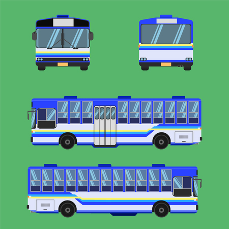 thai bus blue sky yellow white transport car vehicle driver fare passenger autobus omnibus coach rail bench chair stool armchair seat mattress bolster hassock pad vector illustrationのイラスト素材