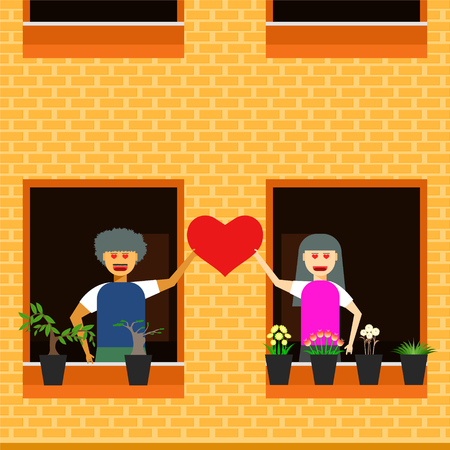 love couple next door vector illustration eps10のイラスト素材