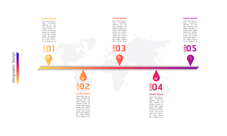 timeline mark point infographic design 5 steps vector illustration eps10のイラスト素材