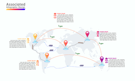 associated company factory world map mark point infographic design vector illustration eps10のイラスト素材