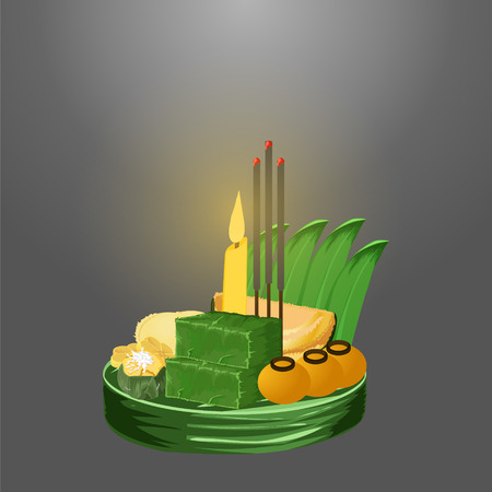 loy krathong festival  thai dessert vector illustration eps10のイラスト素材