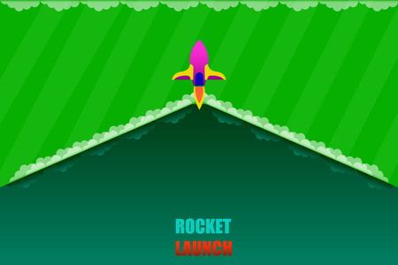 rocket launch open product item detail background green tone vector illustration eps10のイラスト素材