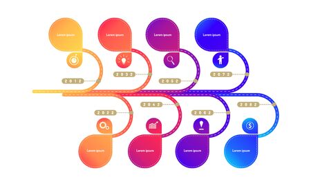 tree leaf roadmap timeline elements with markpoint graph think search gear target icons. vector illustration eps10のイラスト素材