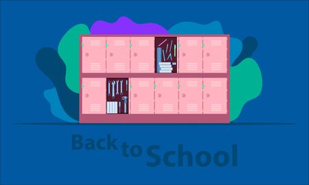 back to school. the hero locker. the helper your chilren's load.  time to funny happy with friends. vector illustration eps10のイラスト素材