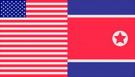 trade war concept. united states and north korea flag background. vector illustrationのイラスト素材