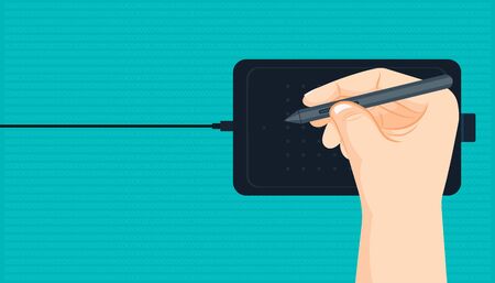 hand drawing a pen on pad for design art graphic. beatuiful color background. vector illustration eps10のイラスト素材