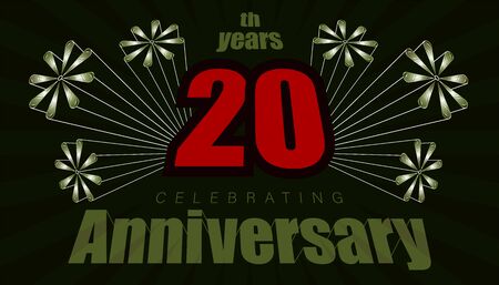 20th anniversary. vintage retro element firework explode from center and 3d character alphabet. vector illustrationのイラスト素材