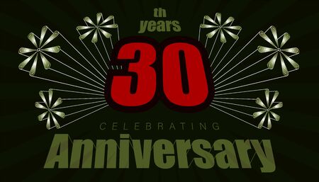 30th anniversary. vintage retro element firework explode from center and 3d character alphabet. vector illustrationのイラスト素材