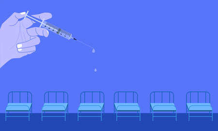 hand holding the syringe inject a drug   and free space for your words. vector illustration eps10のイラスト素材
