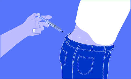 hand holding the syringe inject a drugのイラスト素材