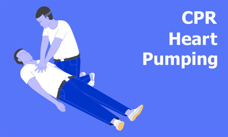 the physician heart pumping CPR the patient.vector illustrationのイラスト素材