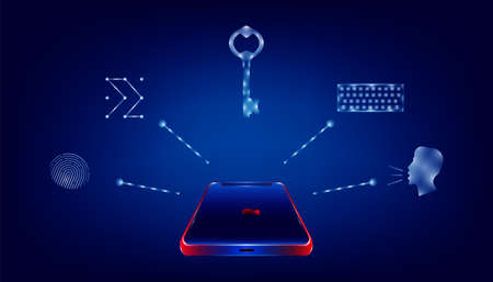 four way to unlock your smartphone. vector illustrationのイラスト素材