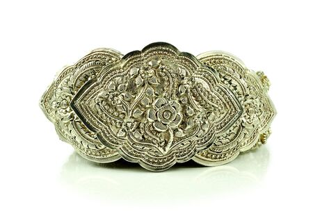 silver jewelry isolated on white backgroundの写真素材