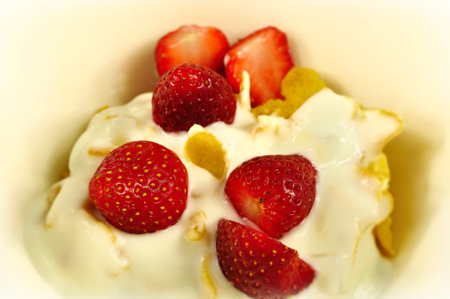 cerials stawberries white background.