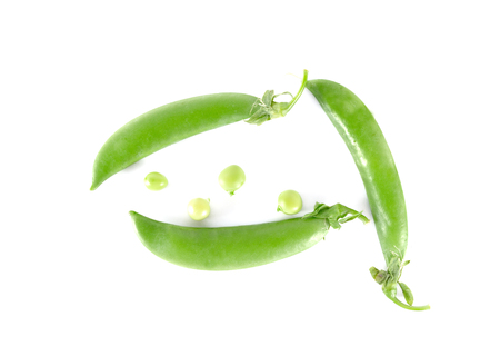 peas close up on white backgroundの写真素材