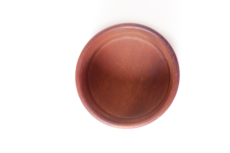 wood bowl isolated on whiteの写真素材