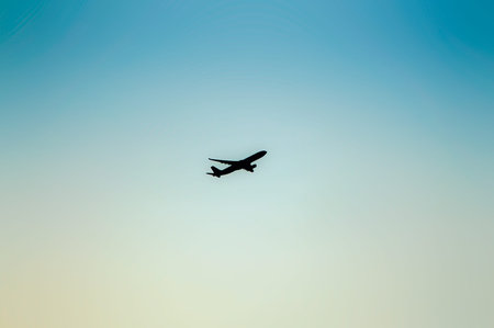 airplane on sky background.の写真素材