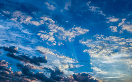 sky clouds sunset and sunlight backgroundの写真素材
