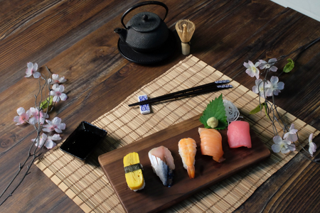 sushi japanese food backgroundの写真素材