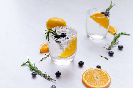 Lemon detox water on background.の写真素材