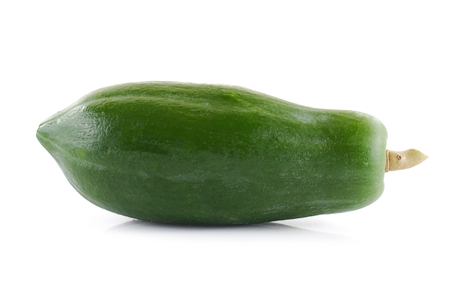 papaya close up isolated on white backgroundの写真素材