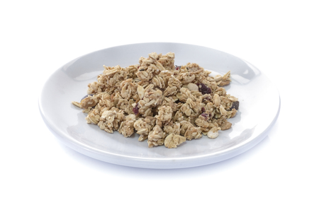 granola close up isolated on white background.
の写真素材