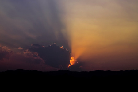 beautiful sunrise and sunset on background.の写真素材