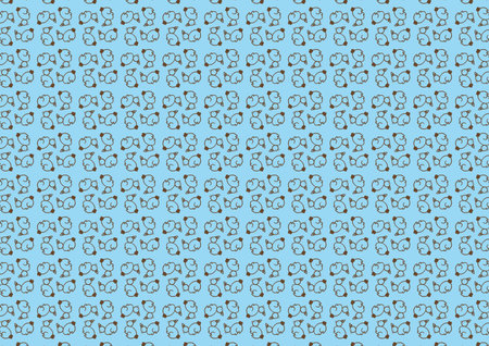 Brown rabbit on blue seamless pattern for fabric and background.