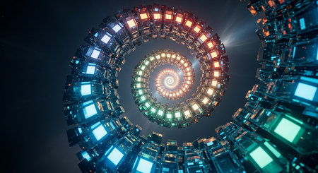 3D rendering of abstract digital technology concept. Sci-fi backgroundの素材