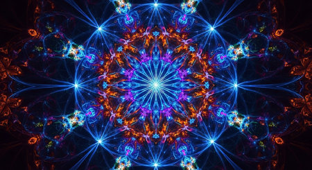 Abstract fractal. Fractal art background for creative design. Decoration for wallpaper, desktop, poster, cover booklet. Print for clothes, t-shirt. Creative illustration for designの素材