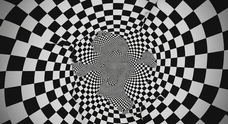 Checkered black and white background. 3d rendering, 3d illustration.の素材