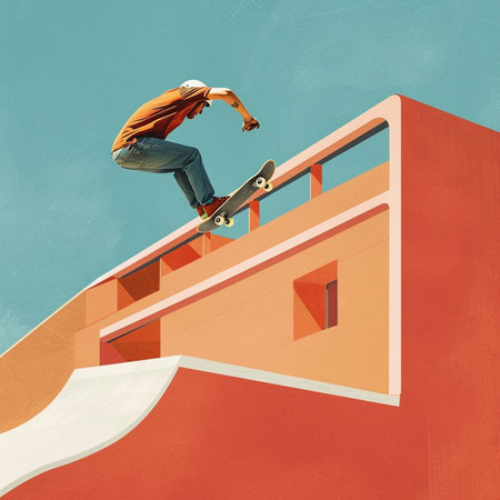 Skateboarder jumping over a ramp. Skateboarding conceptの素材