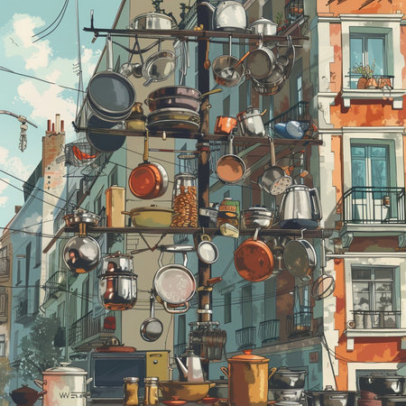 Beautiful hand drawn vector illustration of a street in Lisbon, Portugalの素材