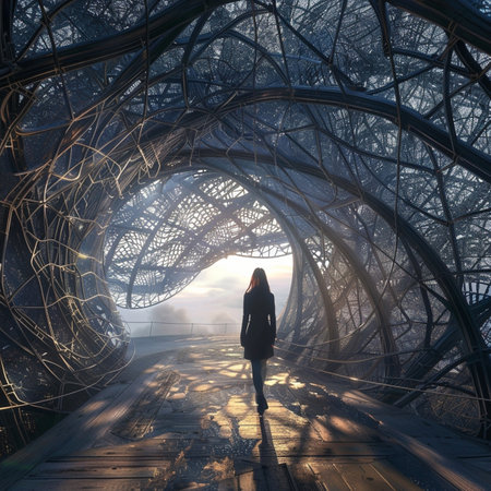 Mysterious woman in the tunnel. 3D rendering. Fantasy.の素材